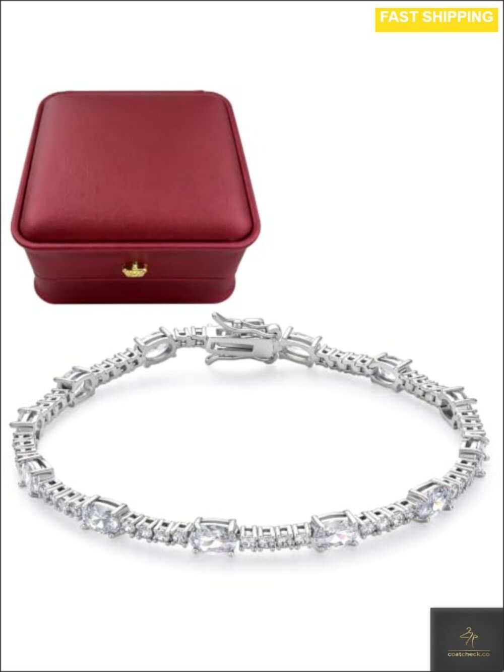 14K Gold Plated Tennis Bracelet Single Row CZ Stackable Hypoallergenic